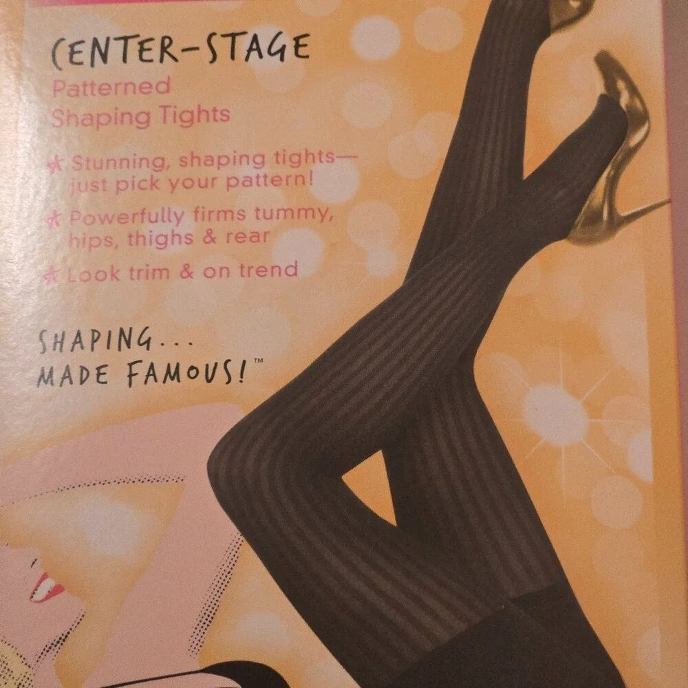 3 Pack Star Power by Spanx Center-Stage‎ Ribbed Row Shaping Tights Black Size D